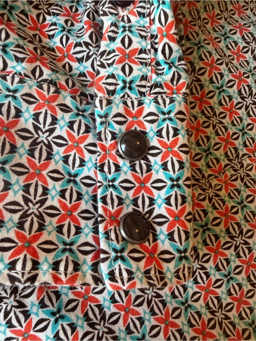 Cinch Retro Mid Century Modern, MCM Floral Pearl Snap Western Cowgirl Shirt, M - Picture 6 of 12